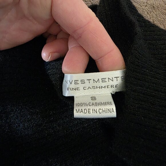 Investments 100% Cashmere Sweater Women’s S Black Mock Neck Soft Knit Pullover - Picture 5 of 11